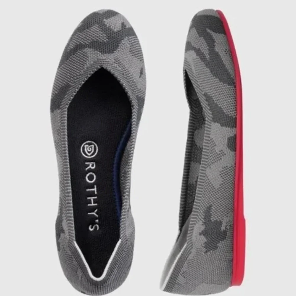 Rothy's The Flat Round Toe Ballet Flats‎ in a Gray Camo Women’s Shoes Size 8